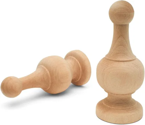 Vista 13 de Remates decorativos de madera sin terminar, 3-1/2 pulgadas, para remates de poste de cama, remates de barra de cortina, decoración de asta