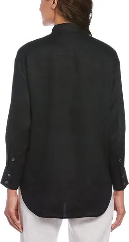 Vista 2 de Cubavera Blusa de manga larga con botones para mujer 100% lino (talla S-XL)