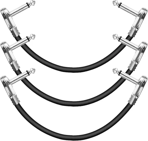 Vista 7 de AZOR Cables de parche de guitarra de 4 pulgadas, paquete de 3 cables de pedal de efectos de 0.23 pulgadas, cables de instrumento de ángulo recto