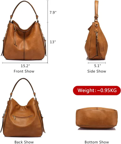 Vista 3 de Bolsas de diseñador de estilo hobo, grandes, de cuero sintético, para mujer