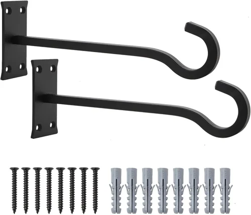 Vista 14 de QIEGL Soporte colgante para plantas de 6 pulgadas, gancho de metal para plantas, gancho de pastor decorativo para colgar linternas, comedero