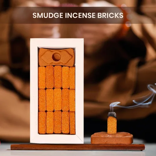 Vista 3 de Smudge - Juego de 45 ladrillos de incienso, Palo Santo, salvia blanca, sandalias Oudh para limpieza de energía negativa y protección, aromaterapia