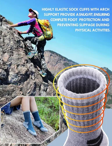Vista 2 de NOCIN COLOR Calcetines de senderismo de lana merina para niños y niñas pequeños, térmicos, cálidos, para invierno, calcetines de regalo, 6 pares
