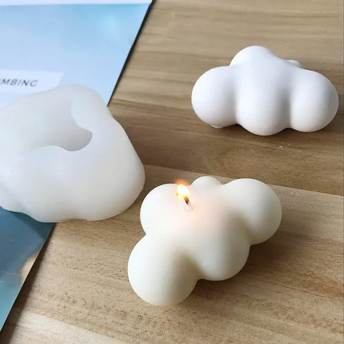 Vista 3 de MoldFun Molde de silicona 3D Cloud para fondant, chocolate, dulces, velas, jabón, bomba de baño, barra de loción, yeso de París (blanco/rosa)