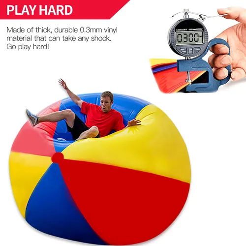 Vista 4 de Novelty Place Bola inflable gigante de playa, juguete de piscina para niños y adultos, tamaño jumbo de 4.6 pies (55 pulgadas)
