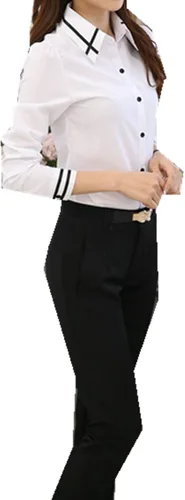 Vista 4 de Taiduosheng Camisas básicas de manga larga con botones para mujer