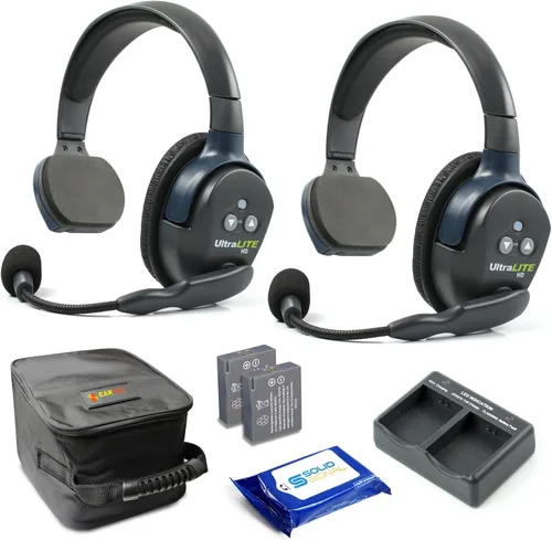 Vista 8 de Eartec UL2SD Ultralite - Auriculares inalámbricos de dúplex completo para 2 usuarios - 1 auricular de una sola oreja y 1 auricular de doble oreja