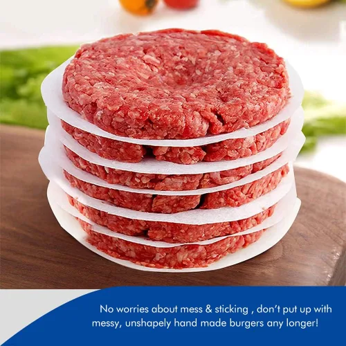 Vista 2 de Burger Patty - Juego de 500 almohadillas antiadherentes para papel de pergamino de hamburguesa