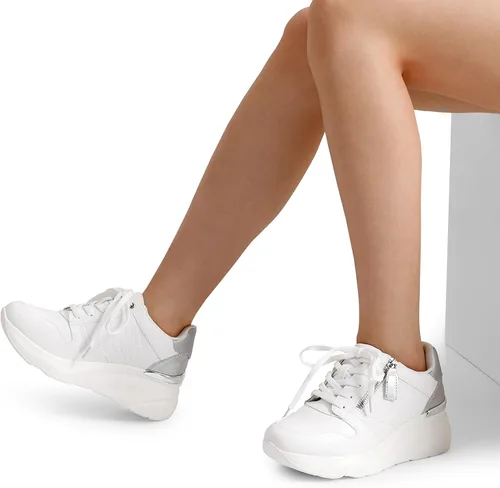 Vista 8 de DREAM PAIRS Zapatos deportivos de cuña para mujer, plataforma de tacón alto, zapatos de moda para uso casual y diario