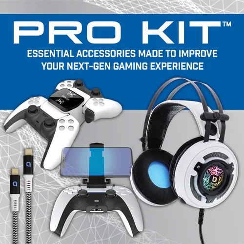 Vista 9 de Bionik BNK-9083 PS5 Pro Kit - Essential Accessories - Headset, Charge Base, Cable