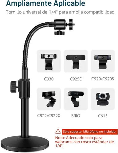 Vista 2 de InnoGear Soporte para cámara web para escritorio, soporte de cámara con brazo de cuello de cisne para Logitech Webcam C922 C930e C920S C920 C615