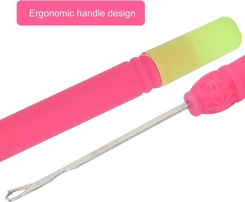 Vista 4 de 5 ganchos de plástico para extensiones de cabello, juego de ganchillo, herramienta de gancho para trenzar el cabello (rojo rosa #2)