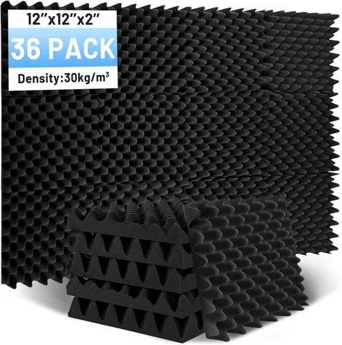 Vista 9 de Focusound Paquete de 18 paneles de espuma acústica, paneles de espuma a prueba de sonido para cajas de huevos de 2 x 12 x 12 pulgadas, paneles