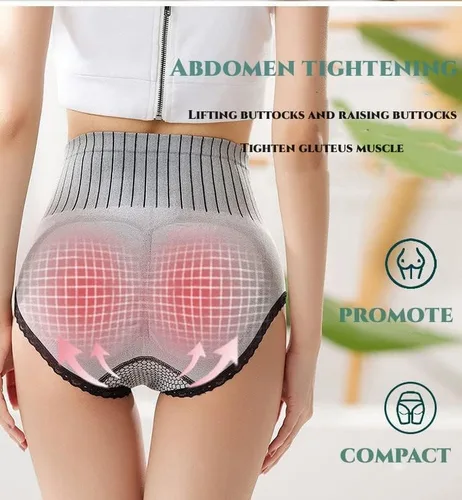 Vista 4 de Paquete de 5 calzoncillos de algodón elástico de cintura alta para mujer, ropa interior de cintura alta para mujer