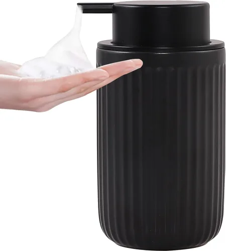 Vista 8 de Dispensador de jabón espumoso, dispensador de jabón líquido de espuma de cerámica para baño, dispensador de jabón de loción recargable de 12 onzas