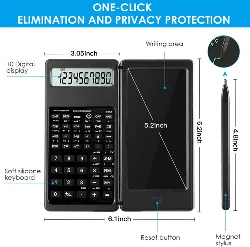 Vista 3 de IPepul Calculadoras científicas para estudiantes, pantalla grande de 10 dígitos, calculadora de matemáticas con bloc de notas, imprescindibles