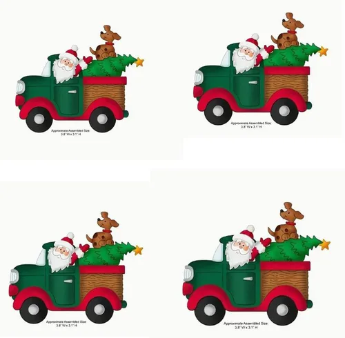 Vista 5 de Troqueles de metal con diseño de árbol de Papá Noel para automóvil, diseño de copos de nieve de Navidad, plantillas cortadas para manualidades