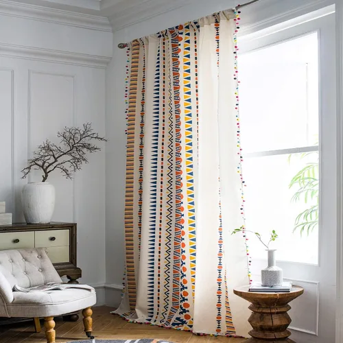 Vista 10 de VOGOL Cortinas con textura de lino con estampado floral bohemio, 59 x 63, 1 panel