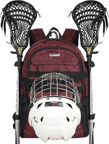 Vista 10 de Goloni Lacrosse - Mochila para equipo con dos palos y compartimento separado para tacos y bolsa de hockey sobre césped