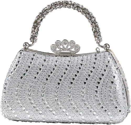 Vista 8 de Dreubea Bolso de noche brillante para mujer, bolso de noche con diamantes de imitación de moda