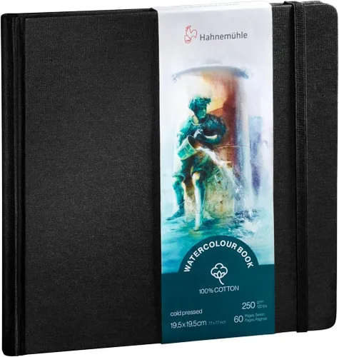 Vista 4 de Hahnemühle 10625357 Libro de acuarela 250 G/M2, 100% algodón, CUADERNO DE ACUARELA, TAMAÑO 19.5X19.5CM, 30 HOJAS/60 PÁGINAS, Blanco Natural