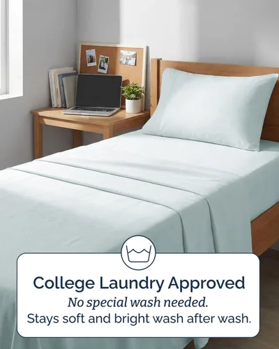 Vista 631 de Extra Deep Twin XL Sheet Set - 3 Piece College Dorm Room - White 01-Blanco