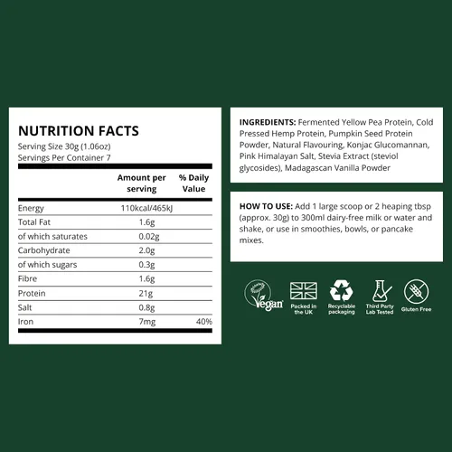 Vista 7 de Vivo life Proteína vegana en polvo 0.74 oz de guisantes y cáñamo, proteína a base de plantas por cucharada 30 porciones (31.7 onzas, sin sabor)