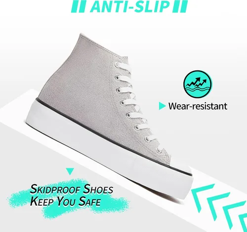 Vista 5 de ALTOCIS Women's Comfortable Platform High Top Sneakers, Casual Mid Top Sneaker for Women, Cute Faux Suede Fashion Sneakers, Classic Lace Up Walking