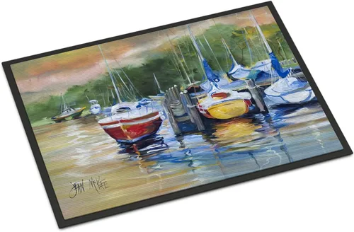 Vista 189 de Caroline's Treasures JMK1017JMAT - Tapete de caza de rana garza azul, 24 x 36 pulgadas, tapete para puerta delantera, interior y exterior
