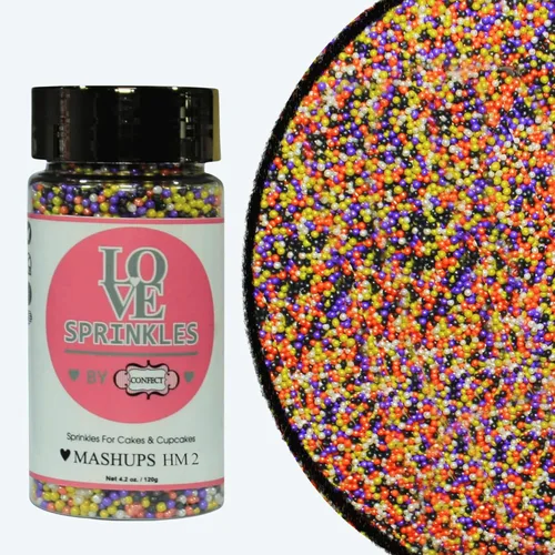 Vista 8 de Confect Mezcla de espolvorear de Halloween – Bolas de discoteca blancas, naranjas, moradas, negras y verdes, ojos de caramelo y jimmies – Gránulos