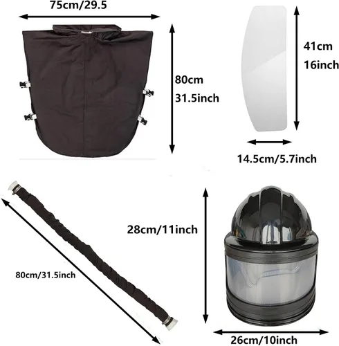 Vista 5 de Casco Sandblaster Seguro con Alimentación de Aire, Casco de Arenado, Protector de Hombro, Capucha de Arenado, Termostato Sandblaster, 5 Piezas