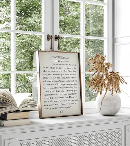 Vista 5 de F Scott Fitzgerald - Póster con cita del Gran Gatsby, arte de pared, cita literaria, cita literaria, regalo inspirador (5 x 7, marfil)
