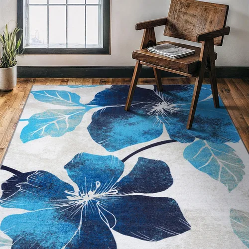 Vista 14 de CAMILSON Solana - Alfombra moderna con diseño floral de 2 x 3 pies, antideslizante y parte trasera de goma, negro - flores grises, alfombra