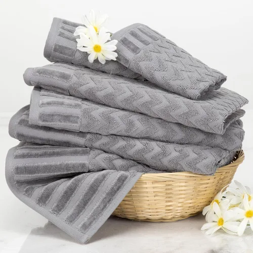 Vista 2 de Lavish Home - Juego de toallas de 6 piezas, artículos esenciales de baño 100% algodón de 225 GSM, con 2 toallas de baño, 2 toallas de mano y 2 paños