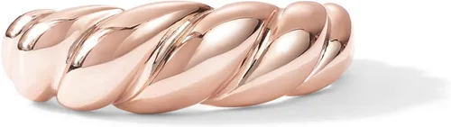 Vista 3 de PAVOI 14K Gold Plated Croissant Dome Rings for Women - Braided Band Oro Rosa