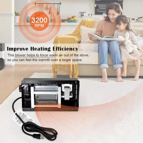 Vista 8 de Hiorucet Kit de ventilador de chimenea PBAR-2427 variable de velocidad para estufa sin ventilación de hogar agradable o estufas de leña, GHP Group