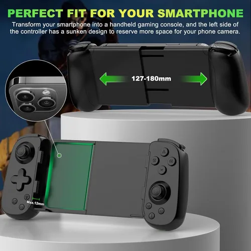 Vista 7 de Phone Game Controller for iPhoneAndroidPCSwitch, Play COD, Genshin, Diablo, Support Streaming on PS4PS3XboxPC Console, Cloud Gaming Wireless Gamepad