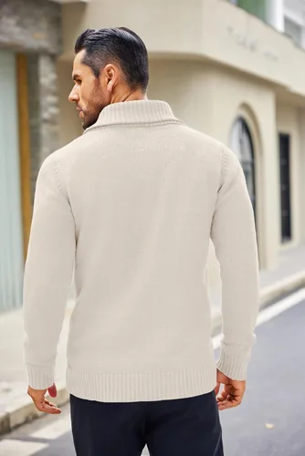 Vista 3 de COOFANDY suéteres con cuello en V para hombre, de algodón, ajuste relajado