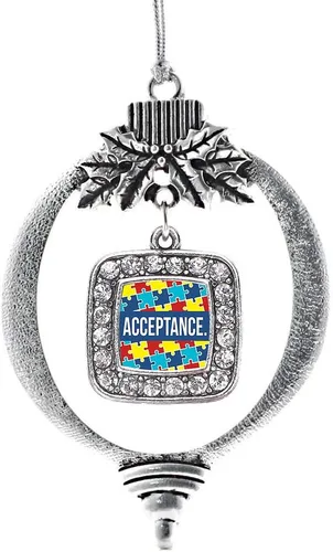 Vista 86 de Inspired Silver - Adorno con dije de reina de rodillo - Adornos navideños cuadrados de plata con joyas de circonita cúbica
