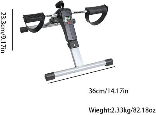 Vista 4 de Ejercitador de pedal de pie y pierna de brazo de EE. UU. Plegable debajo del escritorio Bicicleta estática (gris)