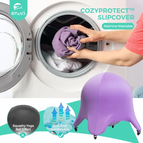Vista 7 de Silla Original de Bola Estrella de Mar, Silla de Bola de Yoga, Silla de Bola de Ejercicio, Diseño Ergonómico para Escritorio de Oficina en Casa Azul