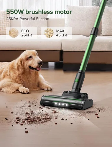 Vista 2 de Aspiradora Inalámbrica Vexilar, 550W/45Kpa/60Min, Aspiradora de Palo Inalámbrica con Auto-Soporte y Pantalla Táctil, 6-en-1, Aspiradora Ligera