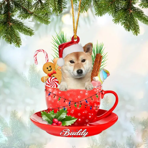 Vista 5 de Alaskan Malamute - Adorno de tetera de perro sentado en una tetera de Navidad, adorno de Navidad con nombre personalizado, adorno de automóvil