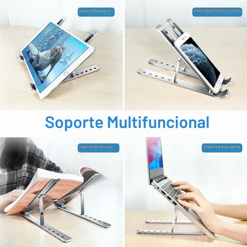 Vista 7 de ivoler Soporte para laptop, soporte elevador para laptop, soporte para tableta de computadora, 6 ángulos ajustables, de aluminio, ergonómico