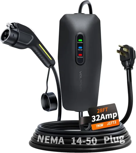 Vista 16 de Cargador EV de nivel 1 y 2 actualizado 2026 de 16 A, 3.5 KW, cable de 20 pies y adaptador doble NEMA (5-15/6-20) - Cargador de coche eléctrico