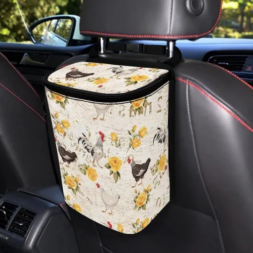 Vista 37 de Talayituse Cubo de basura portátil con estampado de camuflaje de bandera estadounidense, accesorios interiores de vehículos multifuncionales