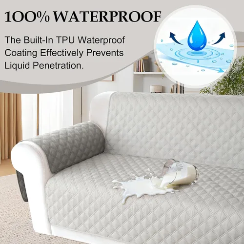 Vista 3 de HDCAXKJ Fundas de sofá esquineras para sofá seccional, protector de muebles, Gris claro, XXL