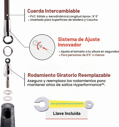 Vista 4 de Buddy Lee Jump Ropes Rope Master - Cuerda de saltar original con rodamientos de bolas, asas de plástico HD de 9 pulgadas. Cuerda de saltar perfecta