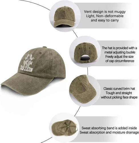 Vista 6 de Baseball Cap Take Him to The Train Station Baseball Cap, Funny Hat for Men