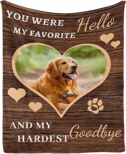 Vista 23 de InterestPrint Manta de perro personalizada en memoria amorosa de la pérdida con imágenes y nombre, regalo personalizado de recuerdo de condolencias